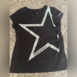 Converse All Star Youth Girl's Black‎ Star Black Graphic Tee sz 6x